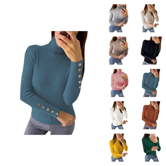 Sweaters for Women 2025 Fall Winter Long Sleeve Turtleneck Slim Fit Sweater Jumper Top Womens Pullover Sweaters