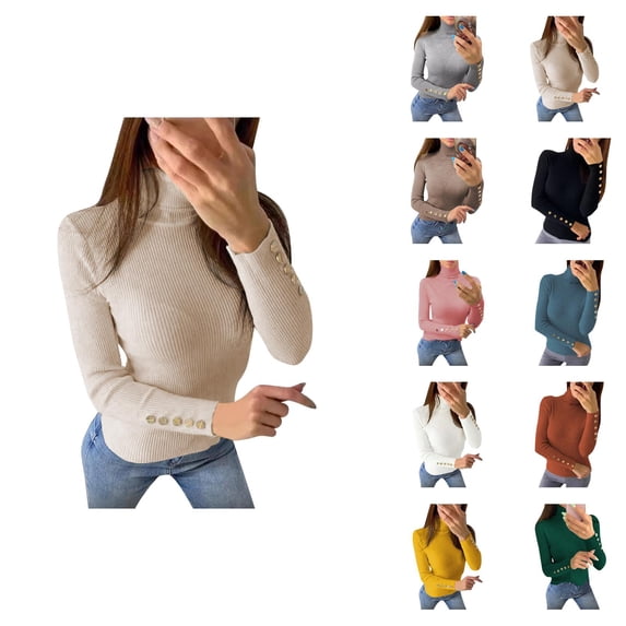 Sweaters for Women 2025 Fall Winter Long Sleeve Turtleneck Slim Fit Sweater Jumper Top Womens Pullover Sweaters