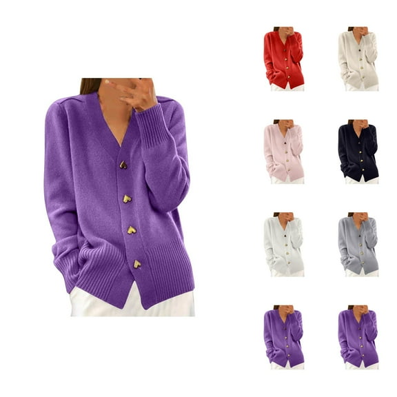 Sweaters for Women 2025 Fall Winter Long Sleeve V-Neck Button Down Knit Sweater Jumper Tops Womens Pullover Sweaters