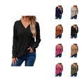 thumbnail image 1 of Sweaters for Women 2025 Fall Winter Long Sleeve V-Neck Casual Ribbed Knit Jumper Tops Womens Pullover Sweaters, 1 of 7