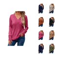 thumbnail image 1 of Sweaters for Women 2025 Fall Winter Long Sleeve V-Neck Casual Ribbed Knit Jumper Tops Womens Pullover Sweaters, 1 of 8