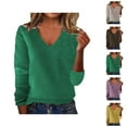 thumbnail image 1 of Sweaters for Women 2025 Fall Winter Long Sleeve V-Neck Loose Knit Sweater Jumper Tops Womens Pullover Sweaters, 1 of 6