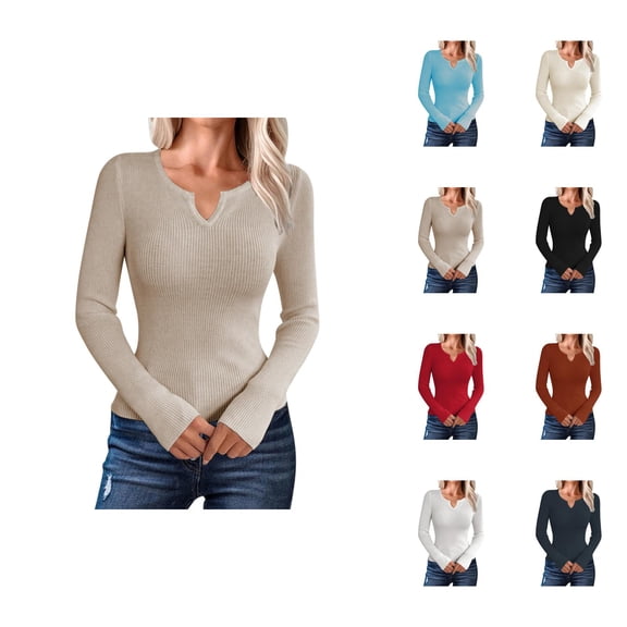 Sweaters for Women 2025 Fall Winter Long Sleeve V-Neck Slim Fit Jumper Bottoming Shirt Womens Pullover Sweaters