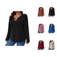 thumbnail image 1 of Sweaters for Women 2025 Fall Winter Plus Size V-Neck Long Sleeve Ribbed Knit Jumper Tops Womens Pullover Sweaters, 1 of 6