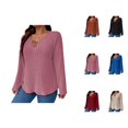 thumbnail image 1 of Sweaters for Women 2025 Fall Winter Plus Size V-Neck Long Sleeve Ribbed Knit Jumper Tops Womens Pullover Sweaters, 1 of 6