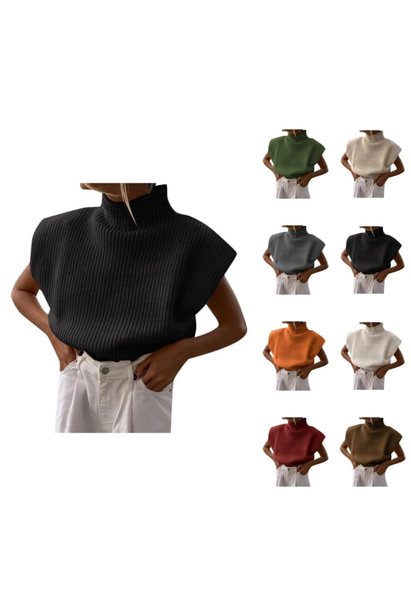 Sweaters for Women 2025 Fall Winter Sleeveless High Neck Stylish Knitted Jumper Top Womens Pullover Sweaters