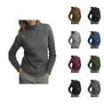 thumbnail image 1 of Sweaters for Women 2025 Hemp Pattern Turtleneck Solid Comfy Cable Knit Long Sleeve Jumper Top Womens Pullover Sweaters, 1 of 5
