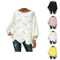 thumbnail image 1 of Sweaters for Women 2025 Hollow Out Crochet Irregular Hem Batwing Boat Neck Jumper Tops Womens Pullover Sweaters, 1 of 5