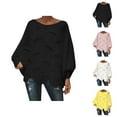 thumbnail image 1 of Sweaters for Women 2025 Hollow Out Crochet Irregular Hem Batwing Boat Neck Jumper Tops Womens Pullover Sweaters, 1 of 5