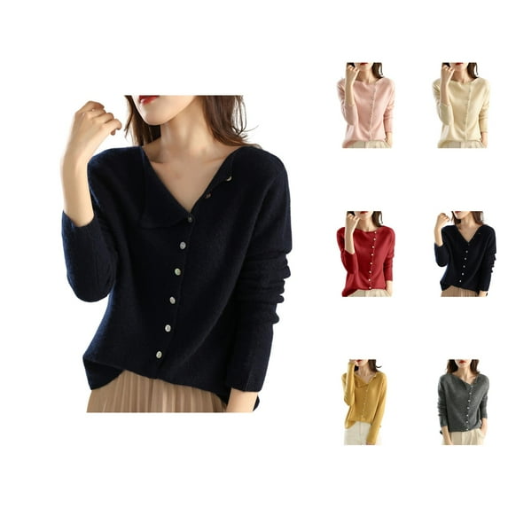 Sweaters for Women 2025 Lightweight Long Sleeve Crewneck Button Down Slim Fit Cardigan Jumper Womens Pullover Sweaters