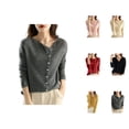 thumbnail image 1 of Sweaters for Women 2025 Lightweight Long Sleeve Crewneck Button Down Slim Fit Cardigan Jumper Womens Pullover Sweaters, 1 of 5