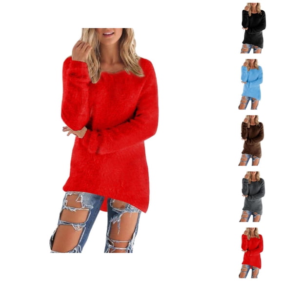 Sweaters for Women 2025 Lightweight Long Sleeve Crewneck Soft Fuzzy Sweater Jumper Top Womens Pullover Sweaters