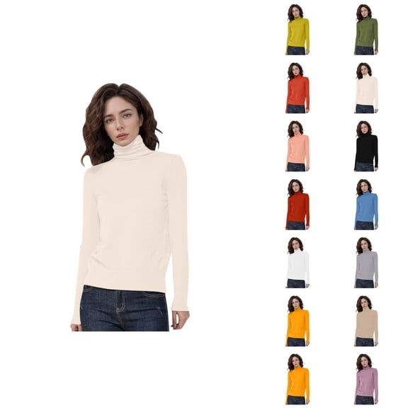 Sweaters for Women 2025 Long Lattern Sleeve Turtleneck Loose Knit Tunic Jumper Top Womens Pullover Sweaters