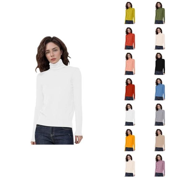 Sweaters for Women 2025 Long Lattern Sleeve Turtleneck Loose Knit Tunic Jumper Top Womens Pullover Sweaters