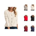 thumbnail image 1 of Sweaters for Women 2025 Long Sleeve Crewneck Button Down Cable Knit Jumper Top Womens Pullover Sweaters, 1 of 5