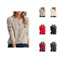 thumbnail image 1 of Sweaters for Women 2025 Long Sleeve Crewneck Button Down Cable Knit Jumper Top Womens Pullover Sweaters, 1 of 5