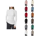 thumbnail image 1 of Sweaters for Women 2025 Long Sleeve Half Turtleneck Button Ribbed Knit Sweater Jumper Top Womens Pullover Sweaters, 1 of 6