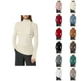 thumbnail image 1 of Sweaters for Women 2025 Long Sleeve Half Turtleneck Button Ribbed Knit Sweater Jumper Top Womens Pullover Sweaters, 1 of 6