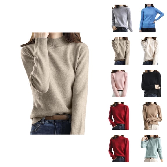 Sweaters for Women 2025 Long Sleeve High Neck Thickened Loose Jumper Bottoming Shirt Womens Pullover Sweaters