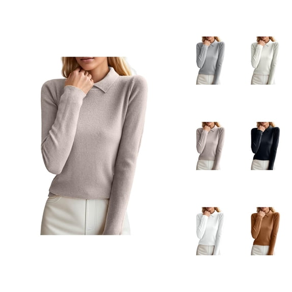 Sweaters for Women 2025 Long Sleeve Slim Fit Lapel Plain Jumper Top Bottoming Shirt Womens Pullover Sweaters