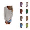 thumbnail image 1 of Sweaters for Women 2025 Long Sleeve V-Neck Lightweight Ribbed Knit Sweater Jumper Tops Womens Pullover Sweaters, 1 of 6