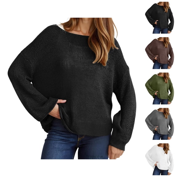 Sweaters for Women 2025 Oversized Fall Winter Long Sleeve Crewneck Knit Sweater Jumper Top Womens Pullover Sweaters