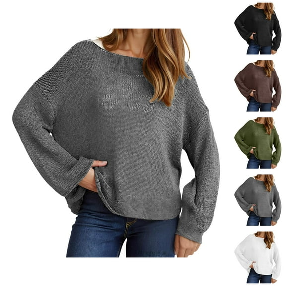 Sweaters for Women 2025 Oversized Fall Winter Long Sleeve Crewneck Knit Sweater Jumper Top Womens Pullover Sweaters