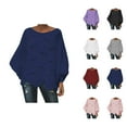 thumbnail image 1 of Sweaters for Women 2025 Oversized Hollow Out Crochet Irregular Hem Batwing Boat Neck Jumper Womens Pullover Sweaters, 1 of 5