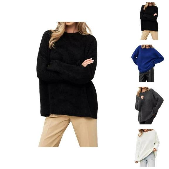Sweaters for Women 2025 Oversized Long Sleeve Crewneck Casual Knitted Sweater Jumper Tops Womens Pullover Sweaters