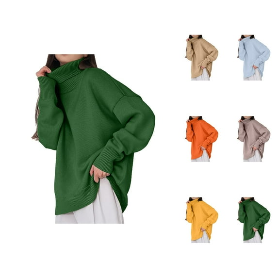 Sweaters for Women 2025 Oversized Long Sleeve Turtleneck Fall Winter Casual Knit Jumper Top Womens Pullover Sweaters