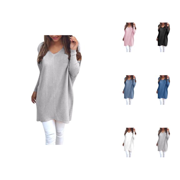 Sweaters for Women 2025 Oversized Long Sleeve V-Neck Loose Casual Long Sweater Jumper Top Womens Pullover Sweaters