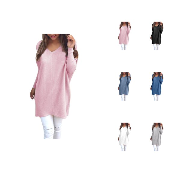 Sweaters for Women 2025 Oversized Long Sleeve V-Neck Loose Casual Long Sweater Jumper Top Womens Pullover Sweaters