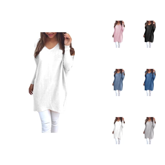 Sweaters for Women 2025 Oversized Long Sleeve V-Neck Loose Casual Long Sweater Jumper Top Womens Pullover Sweaters