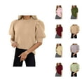 thumbnail image 1 of Sweaters for Women 2025 Puff Short Sleeve Crewneck T-Shirt Summer Fall Jumper Top Womens Pullover Sweaters, 1 of 6