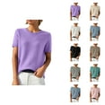 thumbnail image 1 of Sweaters for Women 2025 Short Sleeve Crewneck Lightweight Loose Summer Jumper Top Womens Pullover Sweaters, 1 of 5