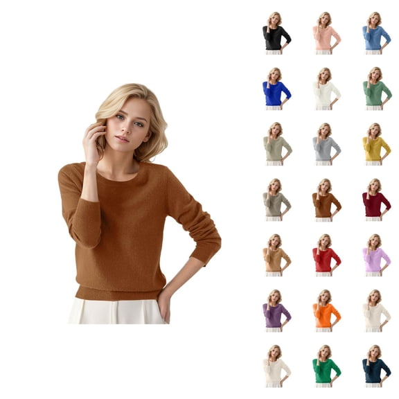 Sweaters for Women 2026 Fall Winter Casual Long Sleeve Crewneck Soft Plain Knitted Sweaters Pullover Top