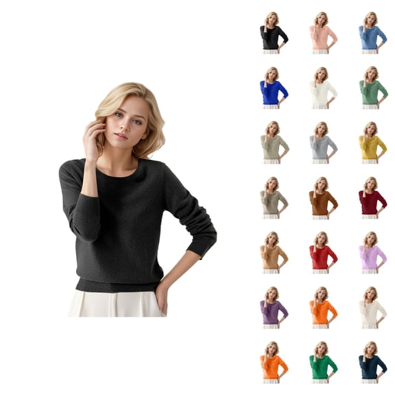 Sweaters for Women 2026 Fall Winter Casual Long Sleeve Crewneck Soft Plain Knitted Sweaters Pullover Top