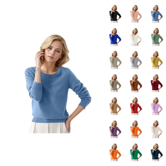 Sweaters for Women 2026 Fall Winter Casual Long Sleeve Crewneck Soft Plain Knitted Sweaters Pullover Top