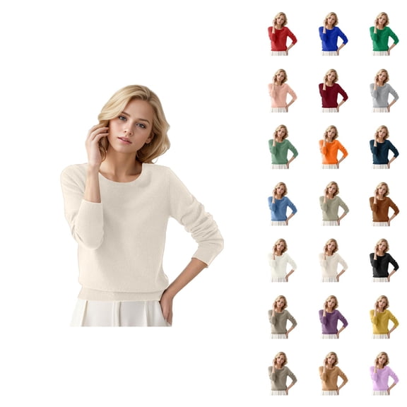 Womens Sweaters 2026 Fall Winter Trendy Long Sleeve Crewneck Basic Soft Knitted Sweaters Pullover Top