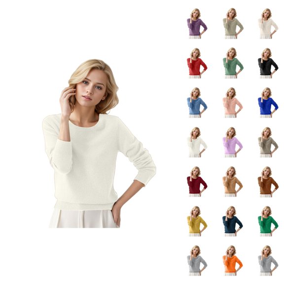 Sweaters for Women 2026 Fall Winter Fashion Long Sleeve Crewneck Plain Cozy Knitted Sweaters Pullover Top