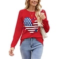 thumbnail image 1 of Sweaters for Women 4th of July Independence Day American Flag Crewneck Long Sleeve Knitted Striped Sweater Fall Winter Pullover Sweater Alsol Lamesa, 1 of 6