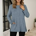 thumbnail image 1 of Sweaters for Women A Loose Round Neck Pocket Pocket with A Slit Top for Women From Europe and America, 1 of 3