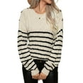 thumbnail image 1 of Sweaters for Women Cable Knit Crew Neck Long Sleeve Striped Knitted Pullover Sweaters Alsol Lamesa, 1 of 6
