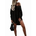 thumbnail image 1 of Sweaters for Women Cable Knit V Neck Solid Color Long Sleeve Casual Loose Fit Soft Pullover Tops Black XL, 1 of 4