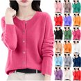 thumbnail image 1 of Sweaters for Women Cardigan Casual Crew Neck Long Sleeve Tops Solid Color Button-Up Fashionable Classic-Fit Sweater, 1 of 6