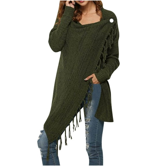 Sweaters for Women Cardigan Fall and Winter Casual Open Front Tassel Knit Sweater Jacket