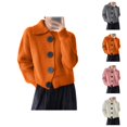 thumbnail image 1 of Sweaters for Women, Cardigan Sweaters for Women, Big Button Knit Jacket, Retro Lapel for Loose Lazy Style Wear, 1 of 4