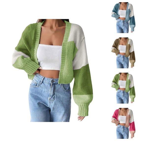 Sweaters for Women, Cardigan Sweaters for Women, Cropped Open Front Ribbed Knit, Long Sleeve Cover Up for Stylish Layering