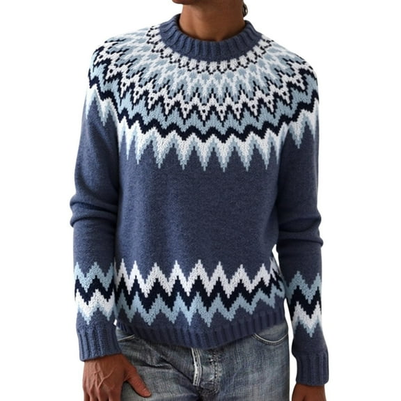 Sweaters for Women Casual Warm Color Block Knit Sweater Crew Neck Long Sleeve Tops Relaxed Fit Fall Sweaters Women