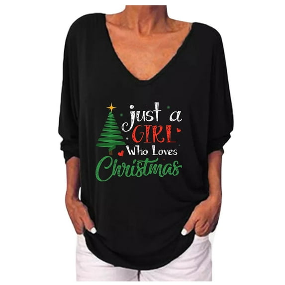 Sweaters for Women Christmas Sweaters Amusing Cute Tops Long Sleeve V Neck Sweatshirt Plus Size Tops for Women